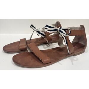 BODEN Strappy Leather Sandals Ribbon Bow Preppy Coastal Size 9 (EUR 40)